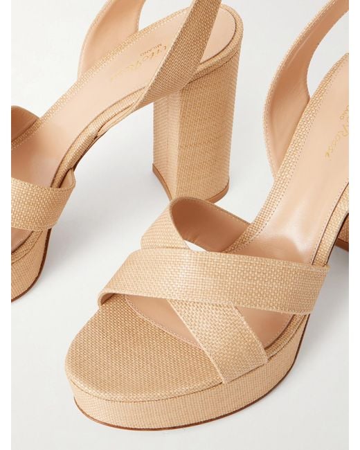 Gianvito Rossi Natural Sabrina Haiti 70 Raffia Platform Sandals