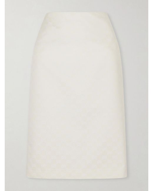 Gucci Natural Jacquard-Gabardine Midi Skirt