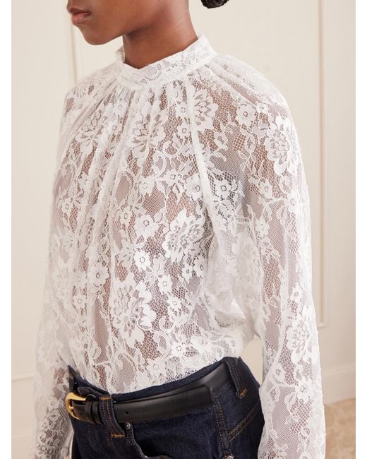 Self-Portrait White Scalloped Lace Blouse