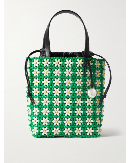 Loewe Green Paula's Ibiza Beaded Leather Tote