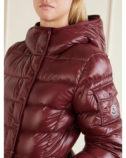 Moncler Red Barante Hooded Quilted Shell Down Jacket