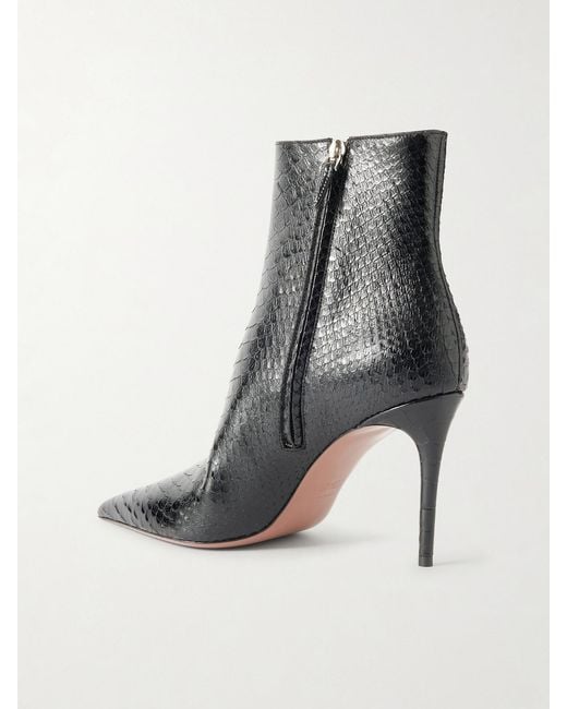 Paris Texas Black Vera 85 Snake-Effect Leather Ankle Boots