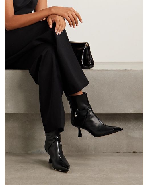 Jimmy Choo Black Aren 65 Embellished Paneled Leather Ankle Boots