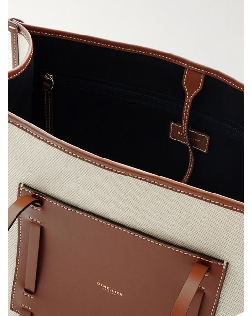 DeMellier London Natural The Capri Leather-Trimmed Canvas Tote