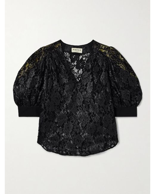 Maison Mayle Black Juana Joya Metallic Lace Blouse