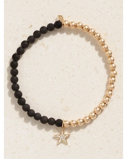 Sydney Evan Natural Star Charm 14-Karat, Onyx And Diamond Bracelet
