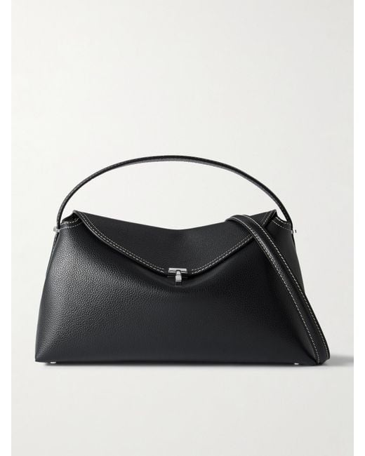 Sac Porté Épaule En Cuir Texturé T-Lock Totême  en coloris Black
