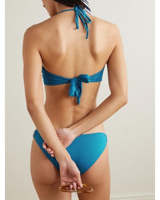 Melissa Odabash Blue Hamburg Embellished Halterneck Bikini Top