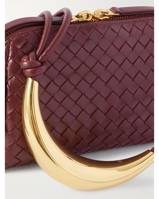 Bottega Veneta Red Concert Pouch Intrecciato Leather Shoulder Bag