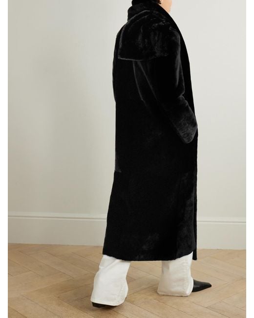 Nour Hammour Black Daphne Mantel Aus Shearling Mit Schal