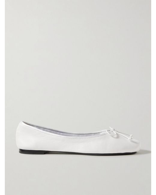 Khaite White Charlotte Leather Ballet Flats