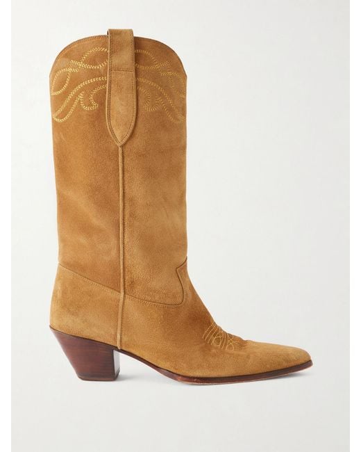 Nili Lotan Brown Towns Embroidered Suede Knee Boots