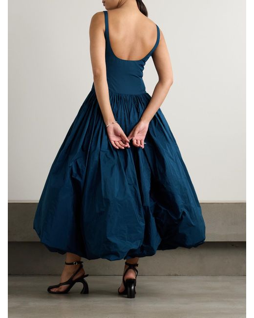 Molly Goddard Blue Lettice Gathered Taffeta Midi Dress