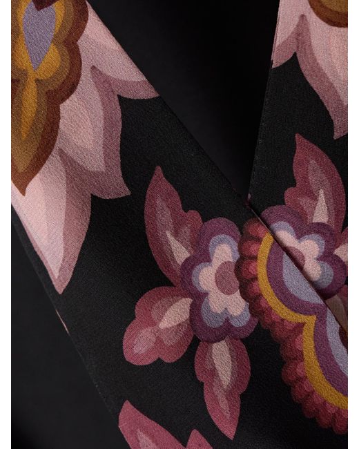 Etro Red Pussy-Bow Paisley-Print Silk Blouse