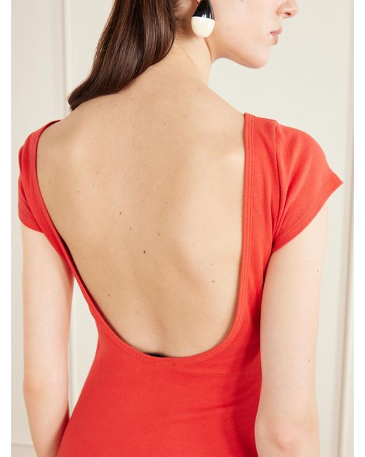 Matteau Red Open-Back Cotton-Jersey Mini Dress