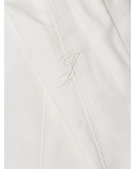 Jacquemus White Triana Pleated Cotton-Poplin Midi Skirt