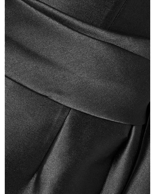 Solace London Black The Charo One-Shoulder Draped Satin-Twill Gown