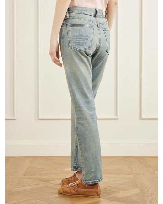 RRL Blue Mid-Rise Straight-Leg Jeans