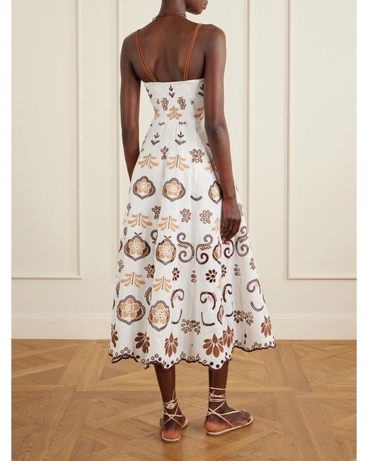 Charo Ruiz White Lorina Broderie Anglaise Cotton-Blend Midi Dress