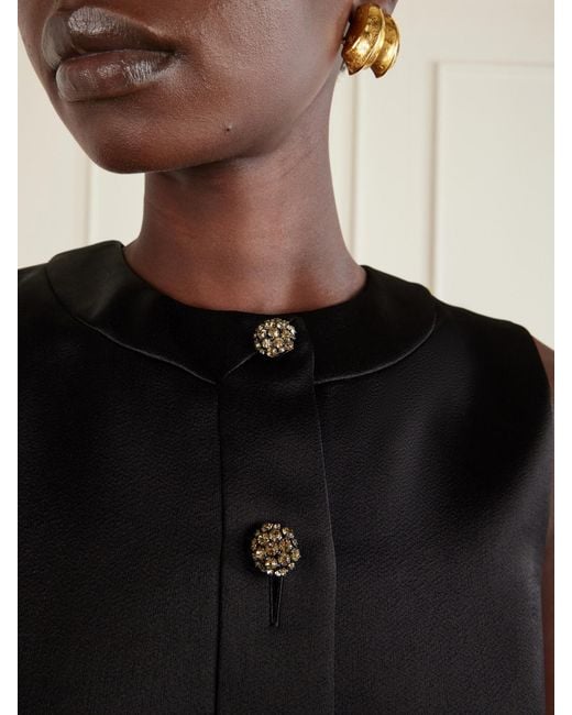 Saint Laurent Black Crystal-Embellished Crepe Mini Dress