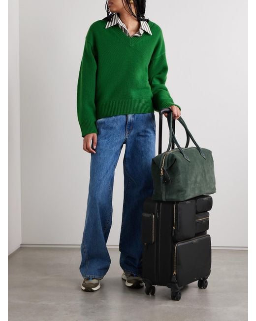 Anya Hindmarch Black Shorthaul Trolley Leather-Trimmed Econyl Suitcase