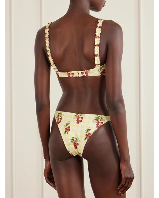 Agua Bendita Natural Agraz Printed Checked Bikini Top