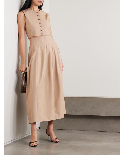 Heirlome Natural Danielle Cropped Silk Top