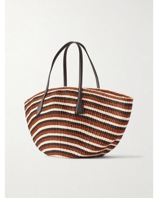 Liffner Multicolor Sprout Striped Leather-Trimmed Sisal Tote