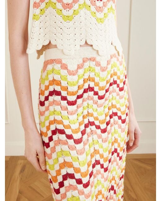 Escvdo Pink Safi Crocheted Cotton Midi Skirt