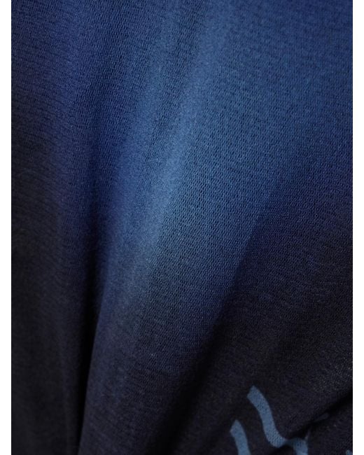 Jean Paul Gaultier Blue Le Mâle Gathered Printed Stretch-Mesh Maxi Dress