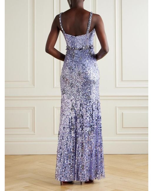 Jenny Packham Purple Zodiac Crystal And Sequin-Embellished Tulle Gown
