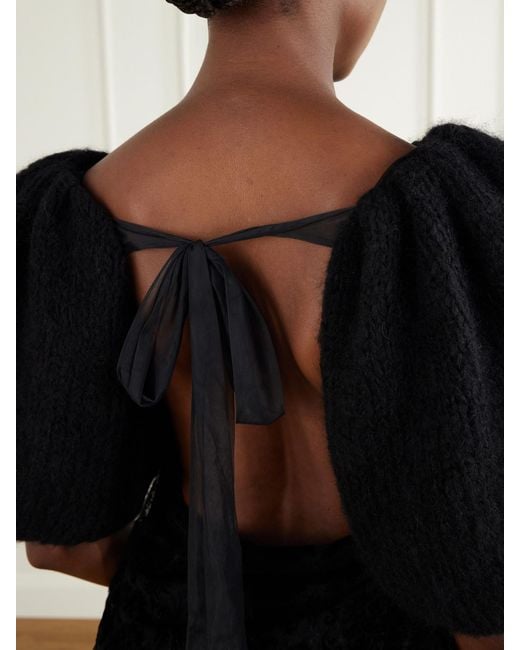 PAULINE DUJANCOURT Black Laia Lace-Trimmed Knitted Blouse