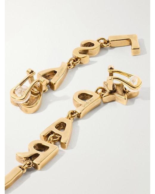 Saint Laurent White Paris-Tone Earrings