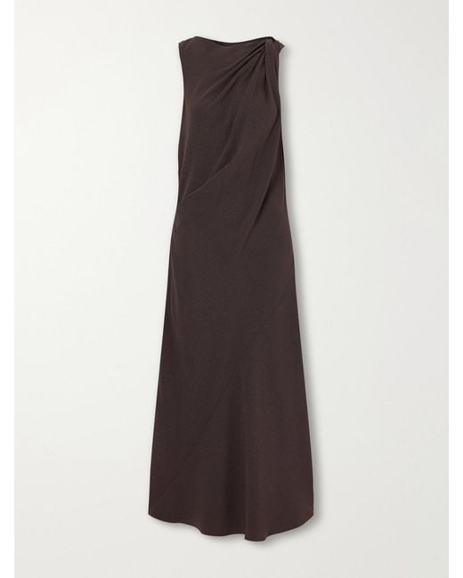 Theory Metallic Knotted Crepe Midi Dress
