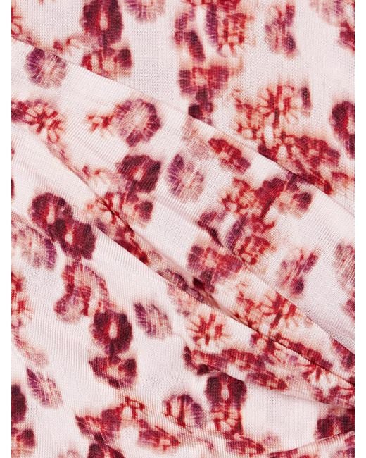 Isabel Marant Red Gladice Oberteil Aus Stretch-Jersey Mit Blumenprint, Raffungen Und Cut-Outs