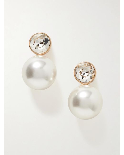 Carolina Herrera Natural Tone, Faux Pearl And Crystal Earrings