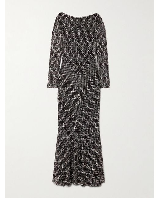 Missoni Gray Metallic Crochet-Knit Maxi Dress