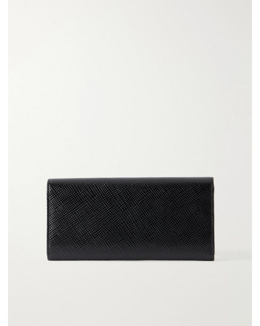 Totême Black T-Lock Patent-Leather Wallet