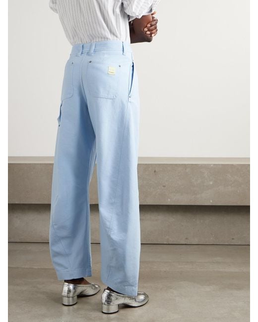 J.W. Anderson Blue Barrel-Hose Aus Baumwoll-Twill Mit Falten