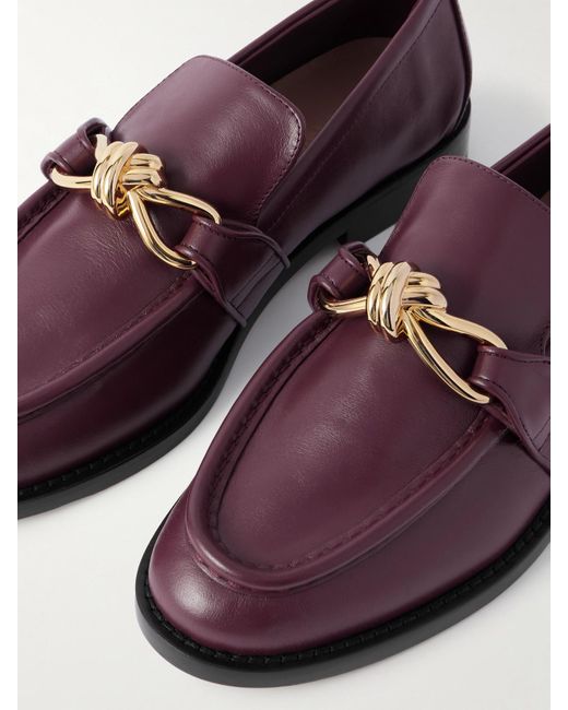 Bottega Veneta Purple Astaire Embellished Leather Loafers