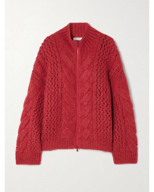 Brunello Cucinelli Red Cardigan Aus Einer Alpakawollmischung