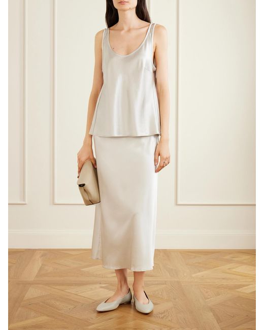 The Park White Max Silk-Satin Maxi Skirt