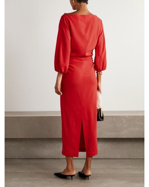 BERNADETTE Red Ezra Midikleid Aus Crêpe Mit Raffungen