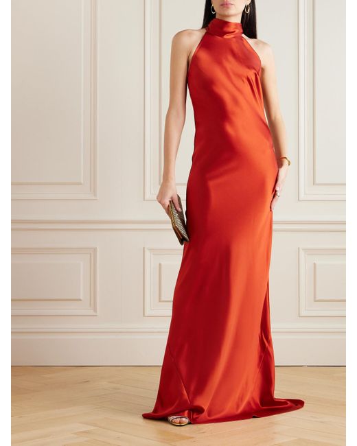 galvan sienna satin midi dress Buy Galvan Sienna Halterneck Satin Midi Dress - Orange At 20% Off