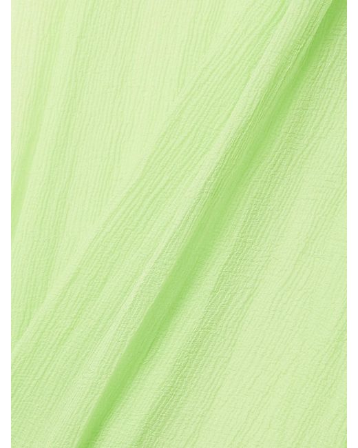 Dries Van Noten Green Crinkled Silk-Chiffon Midi Shirt Dress