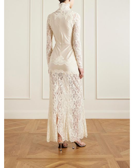 rabanne lace paneled satin maxi dress Rabanne Ruffled Paneled Lace And Satin Maxi Dress In Black - 50% Off