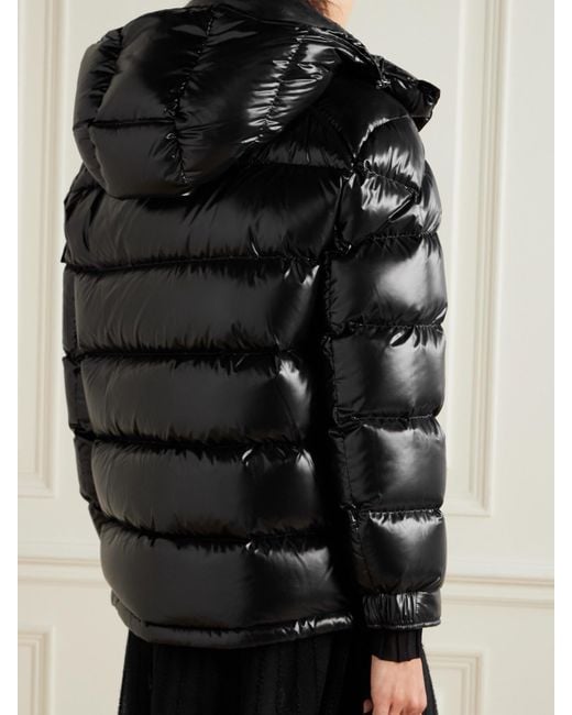 Moncler Black Maire Hooded Quilted Glossed-Shell Down Jacket