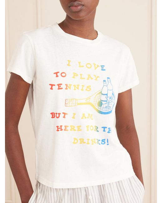 Mother White The Boxy Goodie Goodie Printed Cotton-Jersey T-Shirt