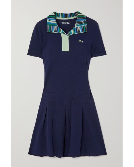 Lacoste Striped Stretch Cottonpiqué Golf Dress in Blue Lyst UK