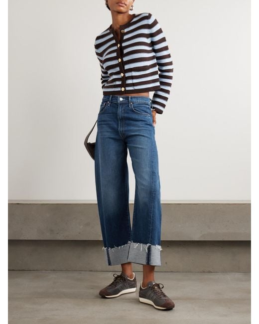 Mother Blue The Half-Pipe Ankle Cuff Fray Hoch Sitzende Jeans Mit Weitem Bein